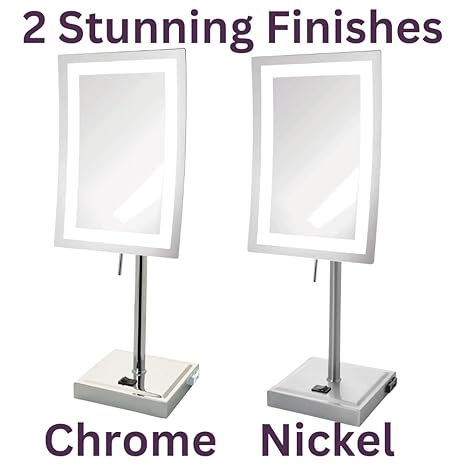 Rectangular Desktop Makeup Mirror 5X Magnification with Chrome Plated Nickel Finish