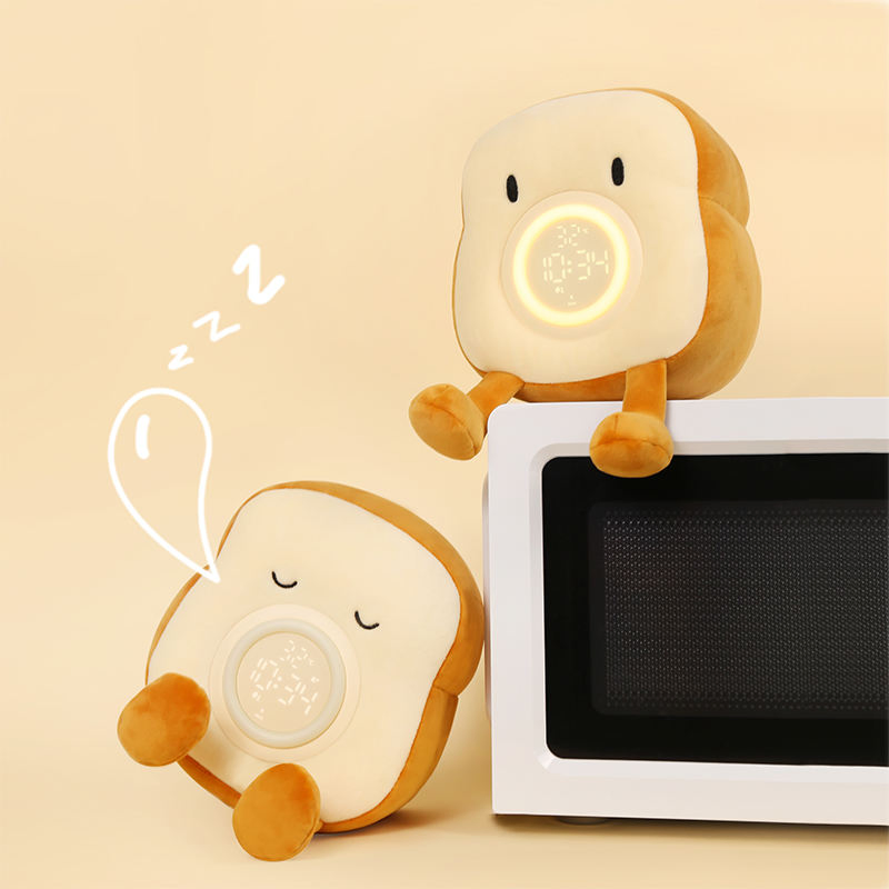 New Toast Plush Learning Alarm Clock USB Charging Children′ S Bedroom