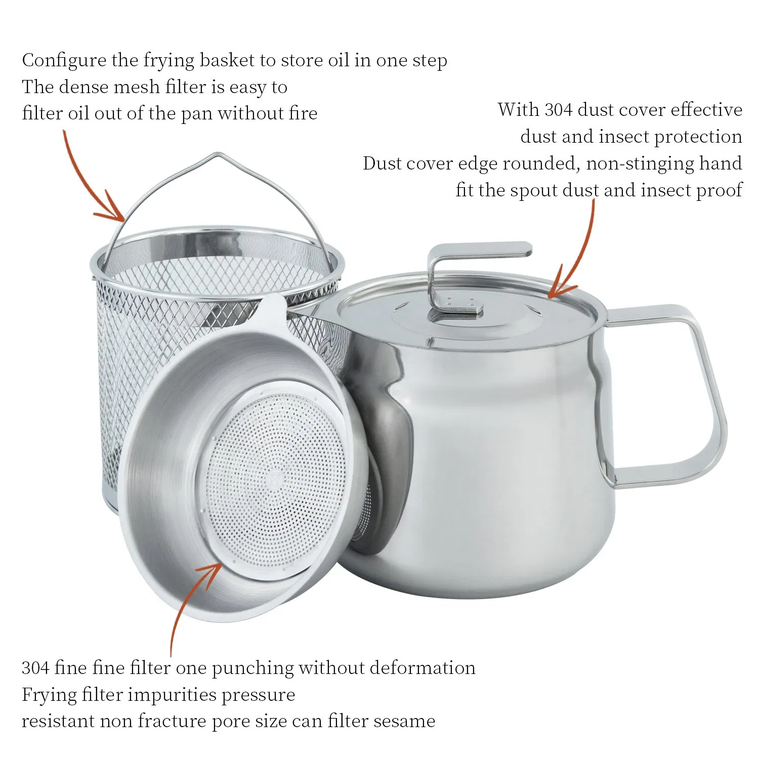 304 Stainless Steel Small Oil Filter Storage Can Filter