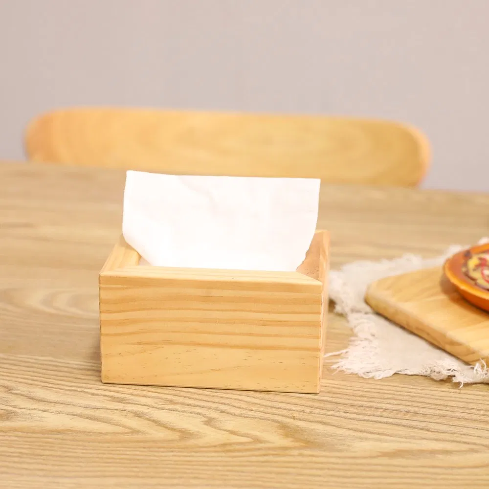 Rustic Decorative Bathroom Wood Bamboo Tissue Box for Farmhouse Country Decor