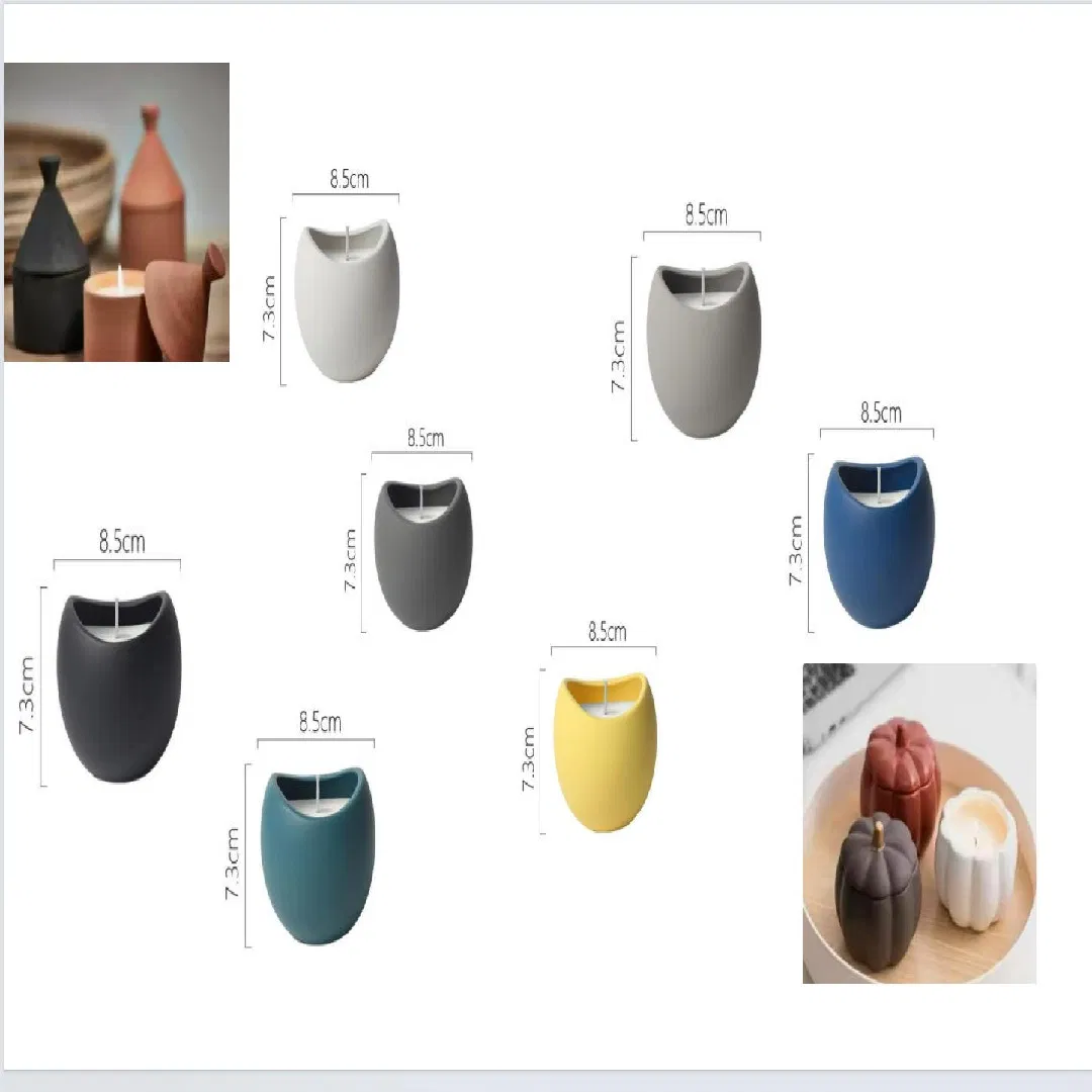 Custom Manual Aromatherapy Round Color Gradient Ceramic Candle Cup Ceramic Candle