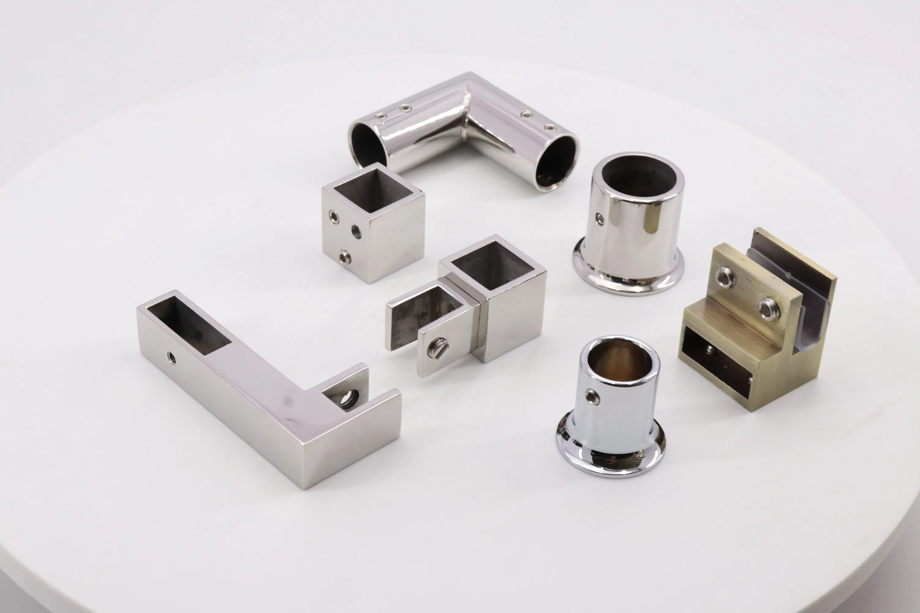 Stainless Steel F Shape Polished Glass to Glass Wall Corner Connector