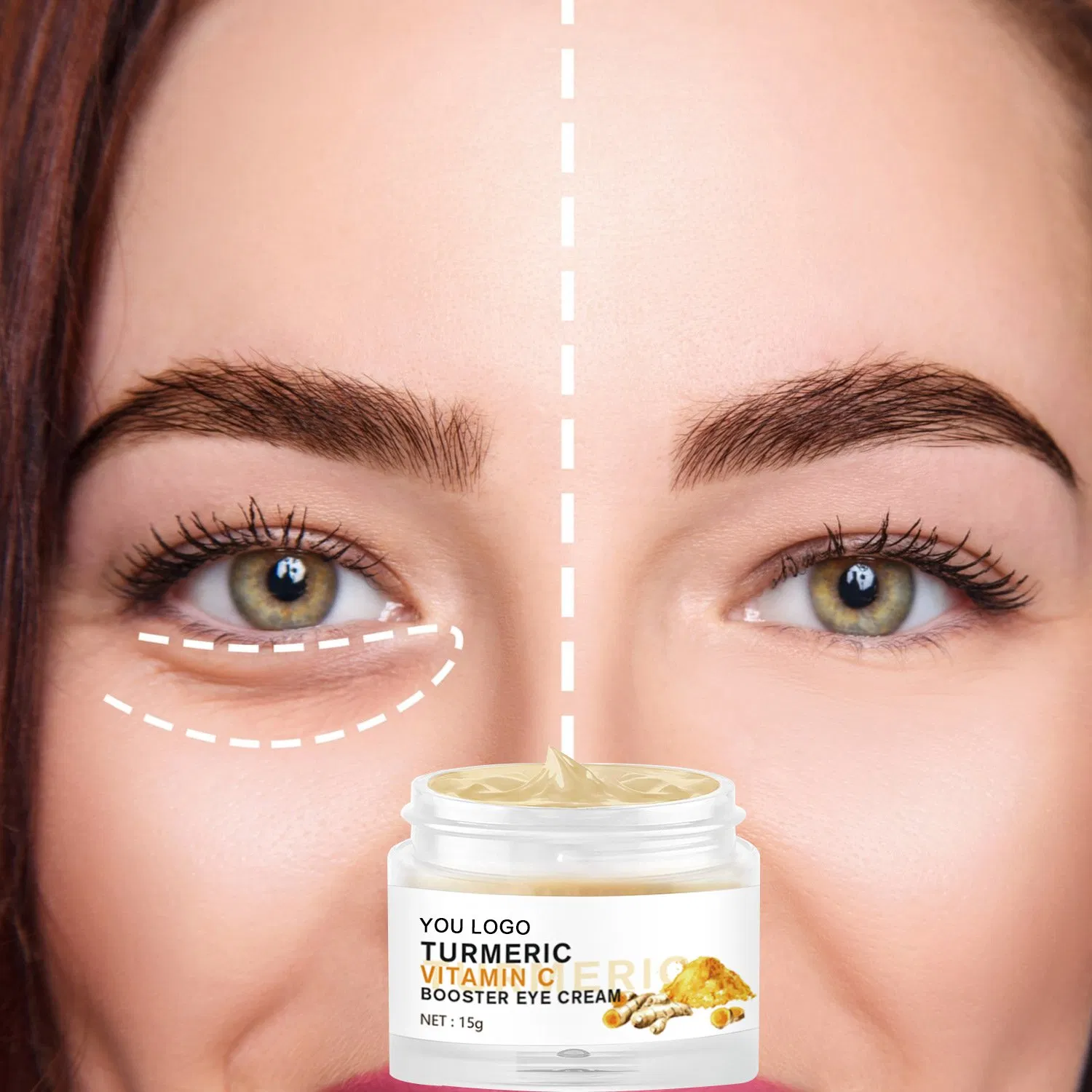 Beauty Turmeric Vitamin C Eye Cream to Help Removal Dark Circles Puffiness Eye Bags