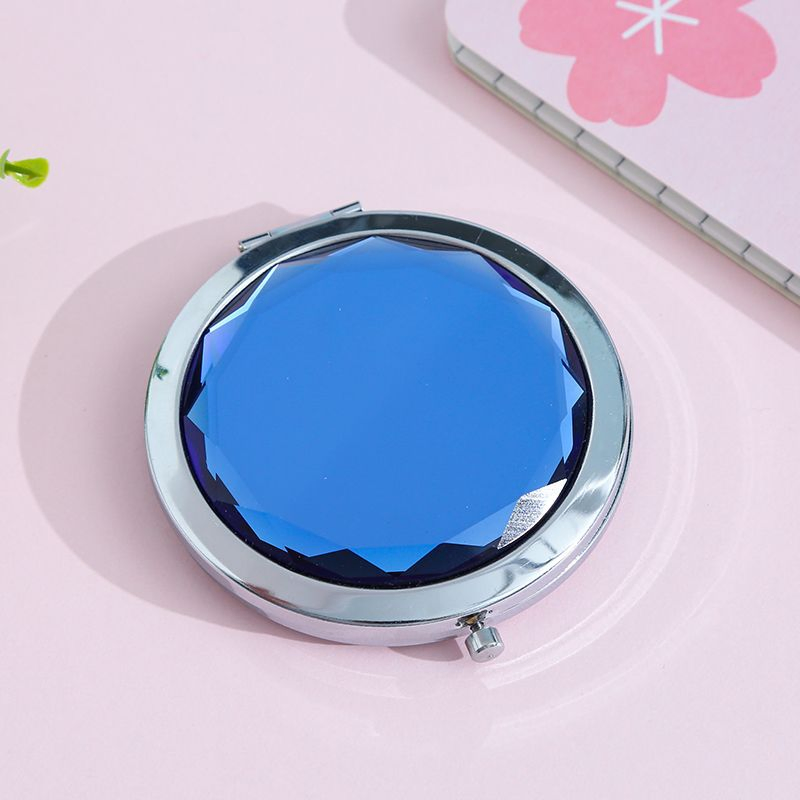 Customized Logo Double Sided Metal Pocket Mirror Round Gold Make up Compact Mirror with Velvet Bag