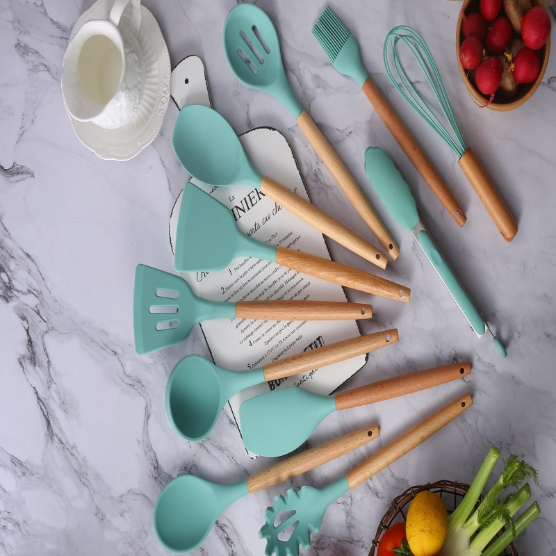 Nordic Green 12 Pieces in 1 Set Kitchenware Silicone Kitchen Set