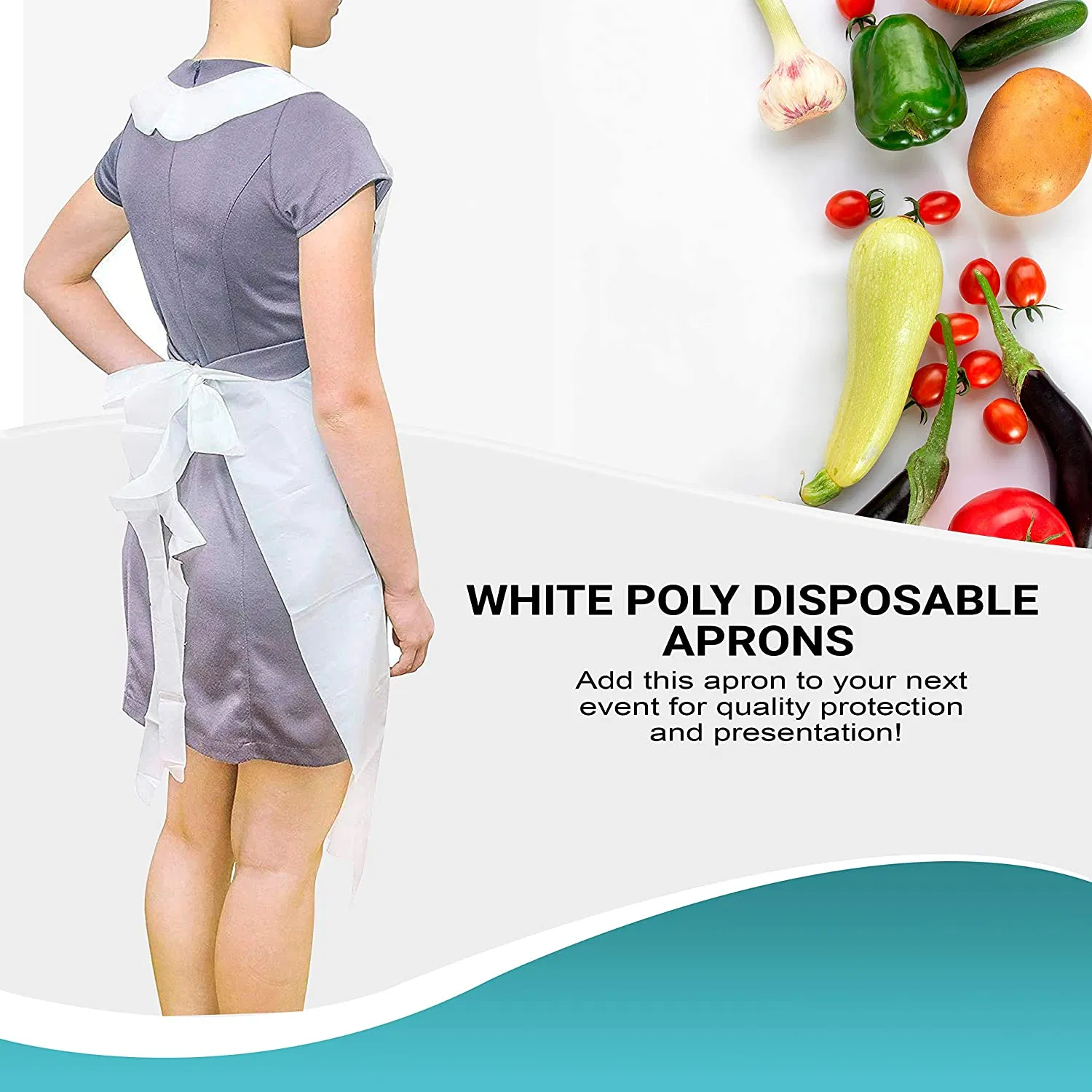 Factory Direct Wholesale White Personal Protection Food Grade Disposable Plastic HDPE/LDPE Apron