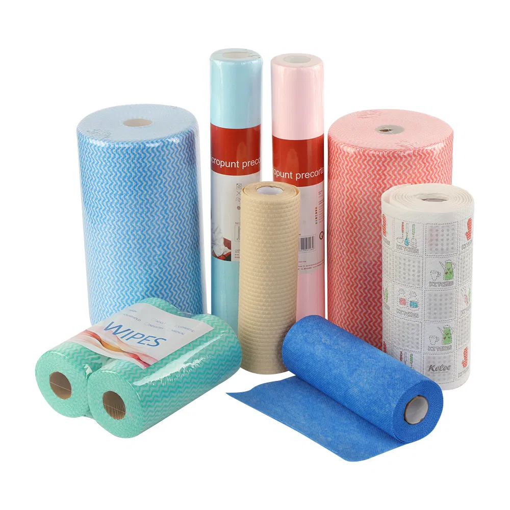 Heavy Duty Multipurpose Wipes Roll Lint Free Cleaning Non Woven Fabric Plain Spunlace Wipe Rolls for Kitchen Car Floor Nonwoven Cloth