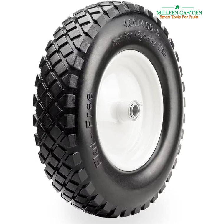 10 in. Flat Free Tire with Polyurethane Hub for Wheelbarrows, Carts and Hand Trucks