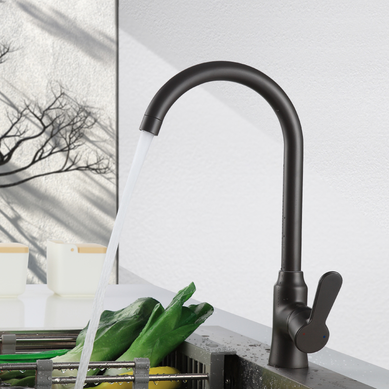 Kitchen Black Faucet Deck Mounted Sink Water Faucet Single Handle Single Hole Black Kitchen Faucets