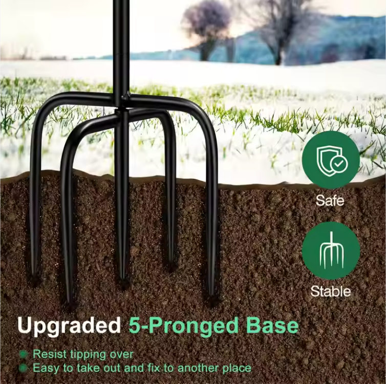 Heated Birdbath with 5-Prong Meta Base Garden Qrnament for Outdoor Winter Use