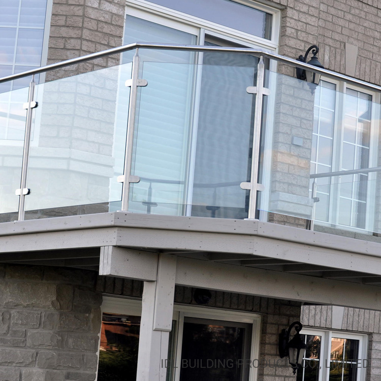 China Supplier Idl Easy Installation Stainless Steel Post Handrail /Curved Tempered Glass Railing/Glass Balustrade for Staircase/Balcony/Decking/Patio/Porch