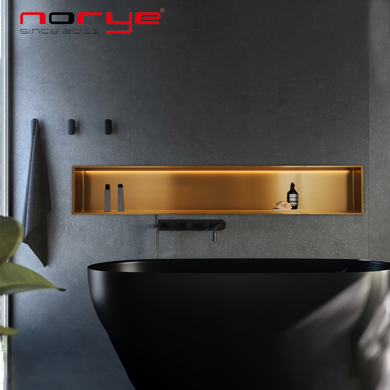 Встраиваемая металлическая полка со светом для гостиной