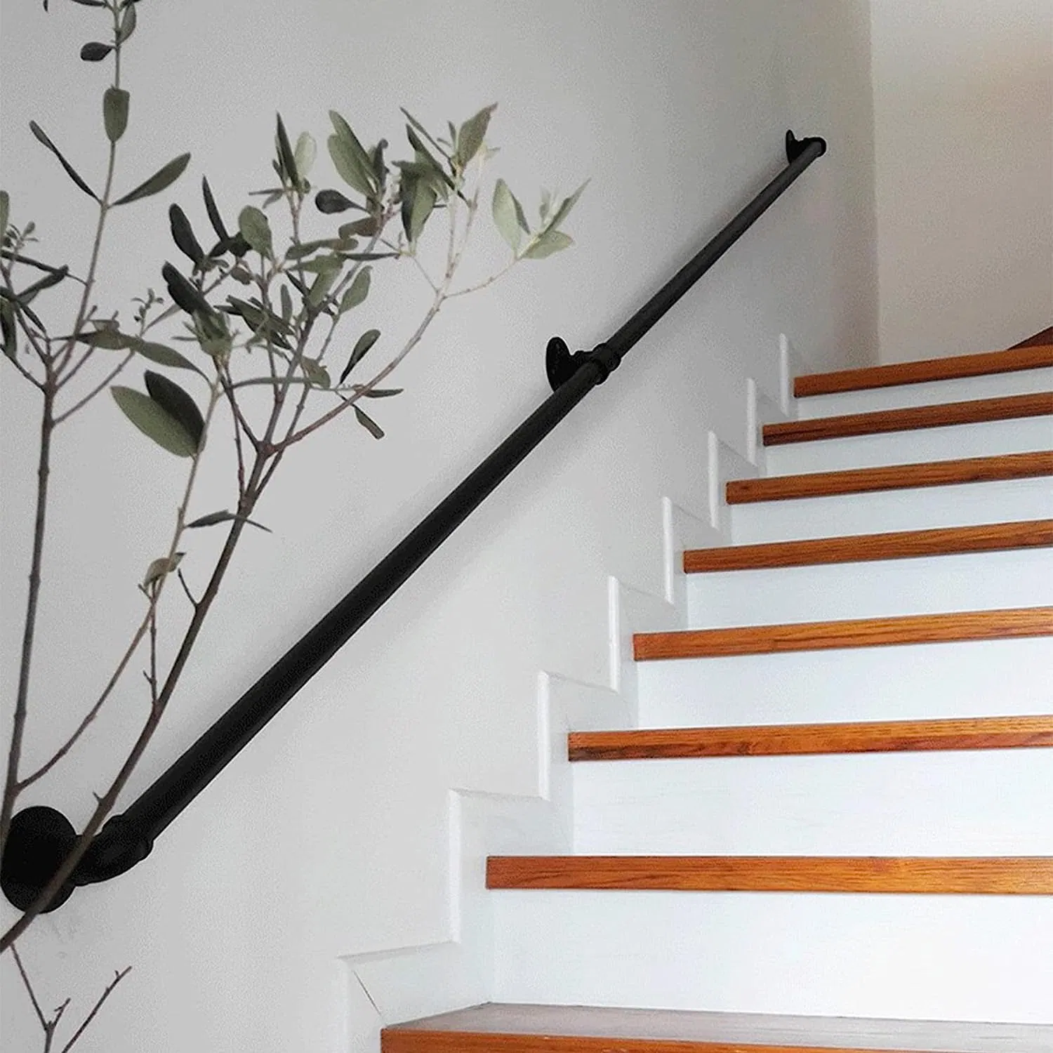5 FT Metal Staircase Handrail Black Galvanized Industrial Iron Hand Rail for Indoor Outdoor
