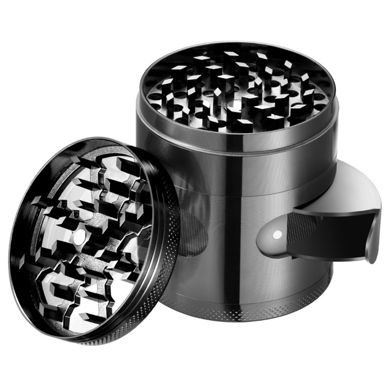 Zinc Alloy Inverted Tobacco Cutter with Skylight Diameter 60mm Four-Layer Tobacco Herb Grinder