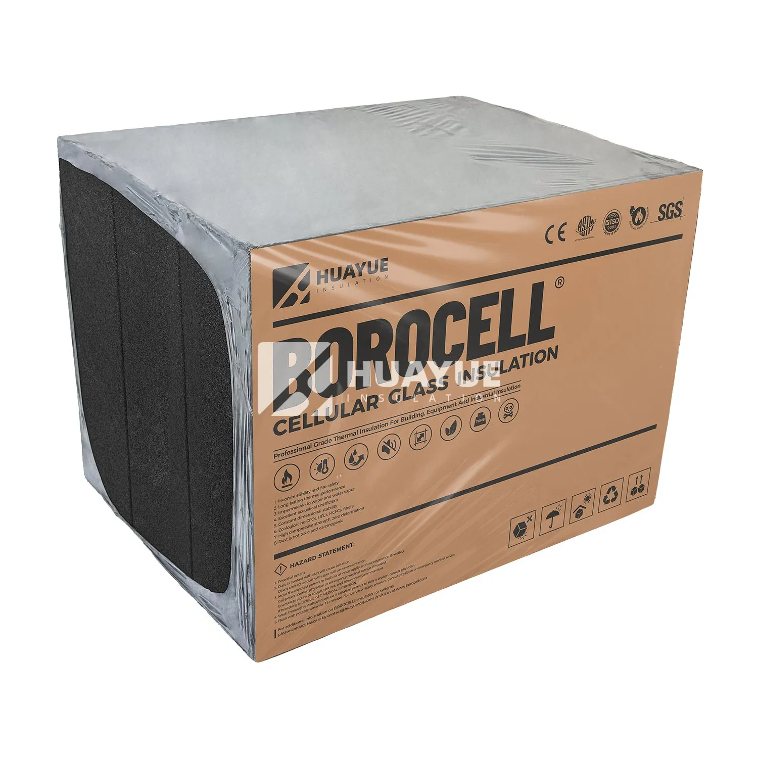 Fire Resistant and Incombustible Cellular Foam Glass Board Heat Insulation Materials for Industrial Insulation