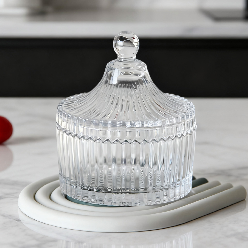 Стеклянная банка в виде юрты для свечей и декора