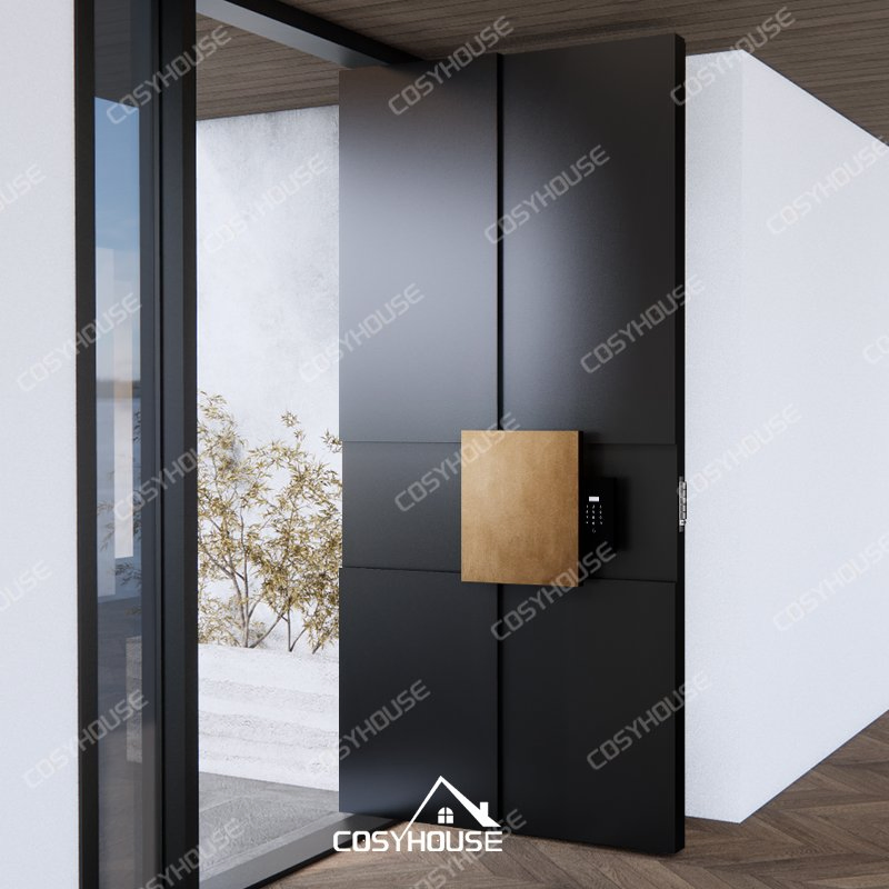 Modern Residential Front Door with Glass Side Panels for House Entrance