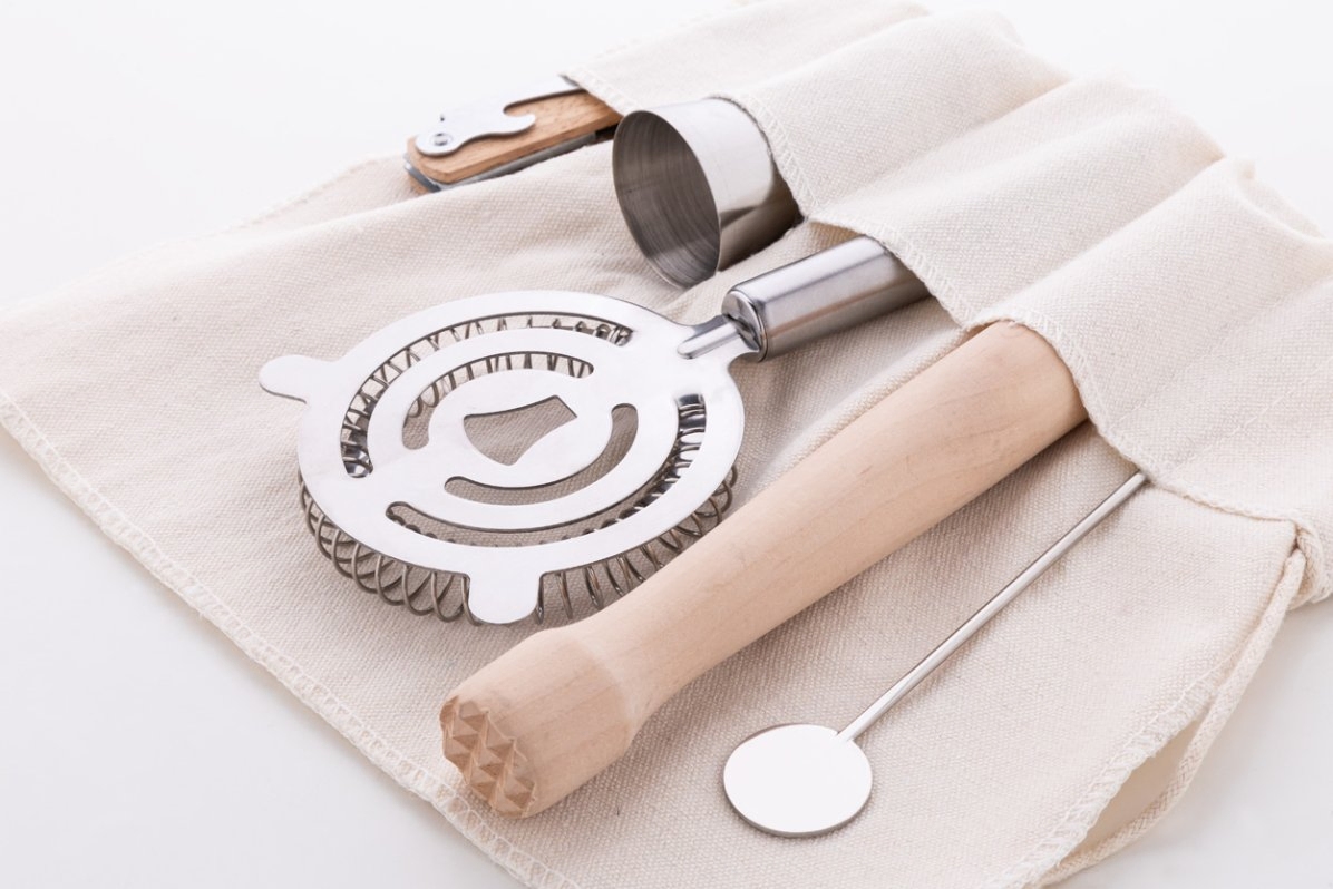 5PCS Travel Bartender Kit Drink Mixers Cocktails Set with Canvas Packaging