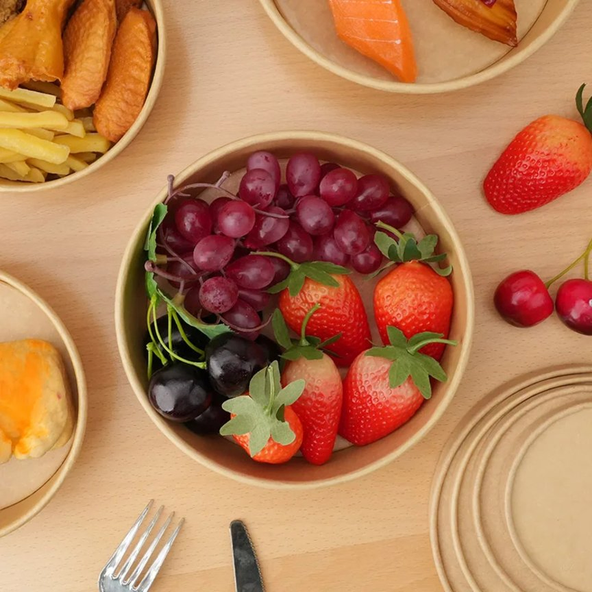 Бумажные миски крафт одноразовые с логотипом