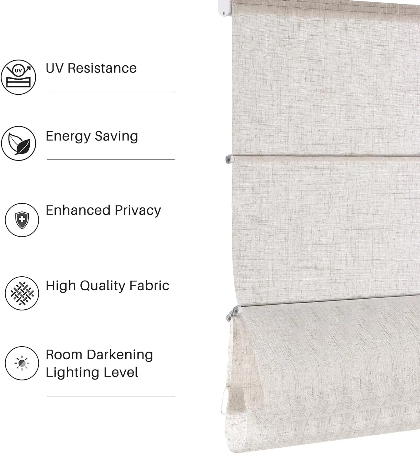 Roman Shades Blackout Smart Motorized Polyester Bamboo Curtains Reed Blind