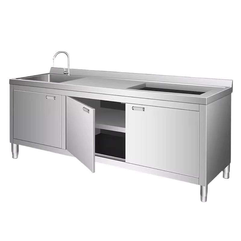 Professional Commercial Stainless Steel Cleaning Sink Cabinet with Worktop