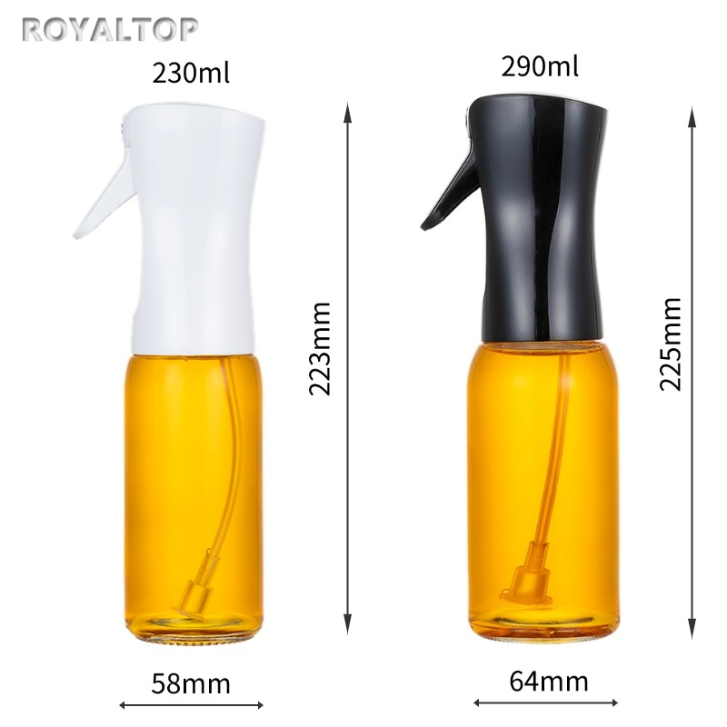 Wholesale Empty 220ml 300ml Lead Free Glass Kitchen Clear Cooking Oil Spray Bottle with Air Pressure Pump Olive Oil Sprayer