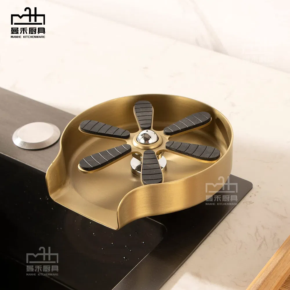 Golden Stainless Steel Kitchen Glass Cup Rinser Automatic Bottle Cleaning Washer for Sink