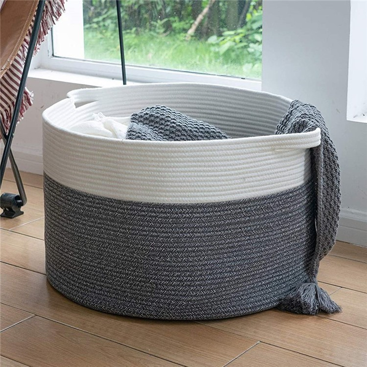 Hot Selling Woven Storage Basket Laundry Hamper Foldable Toys Storage Organizer Basket