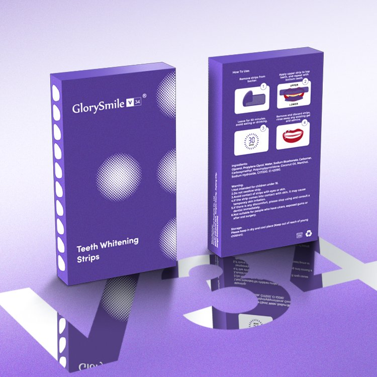 V34 Colour Corrector Purple Teeth Whitening Strips Low Sensitivity Mint Flavor