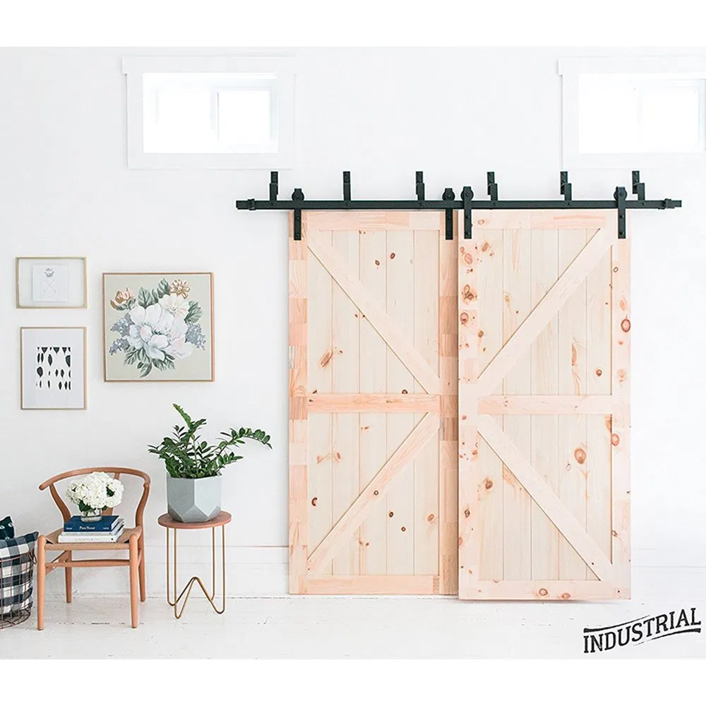 Amazon Hot Sale Double Door Single Track Bypass Sliding Barn Door Hardware