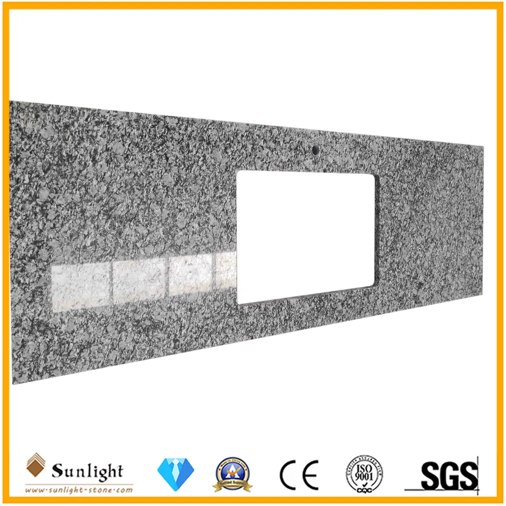 Custom White Wave Sea Flower Stone Kitchen Granite Counter Tops