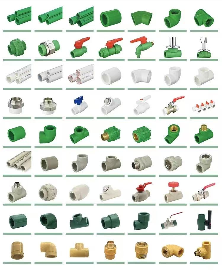 Factory Export PPR Pipes and Fittings 25mm-63mm Reduce Tee PPR Pipe Fittings Dark Green Color PPR Fittings