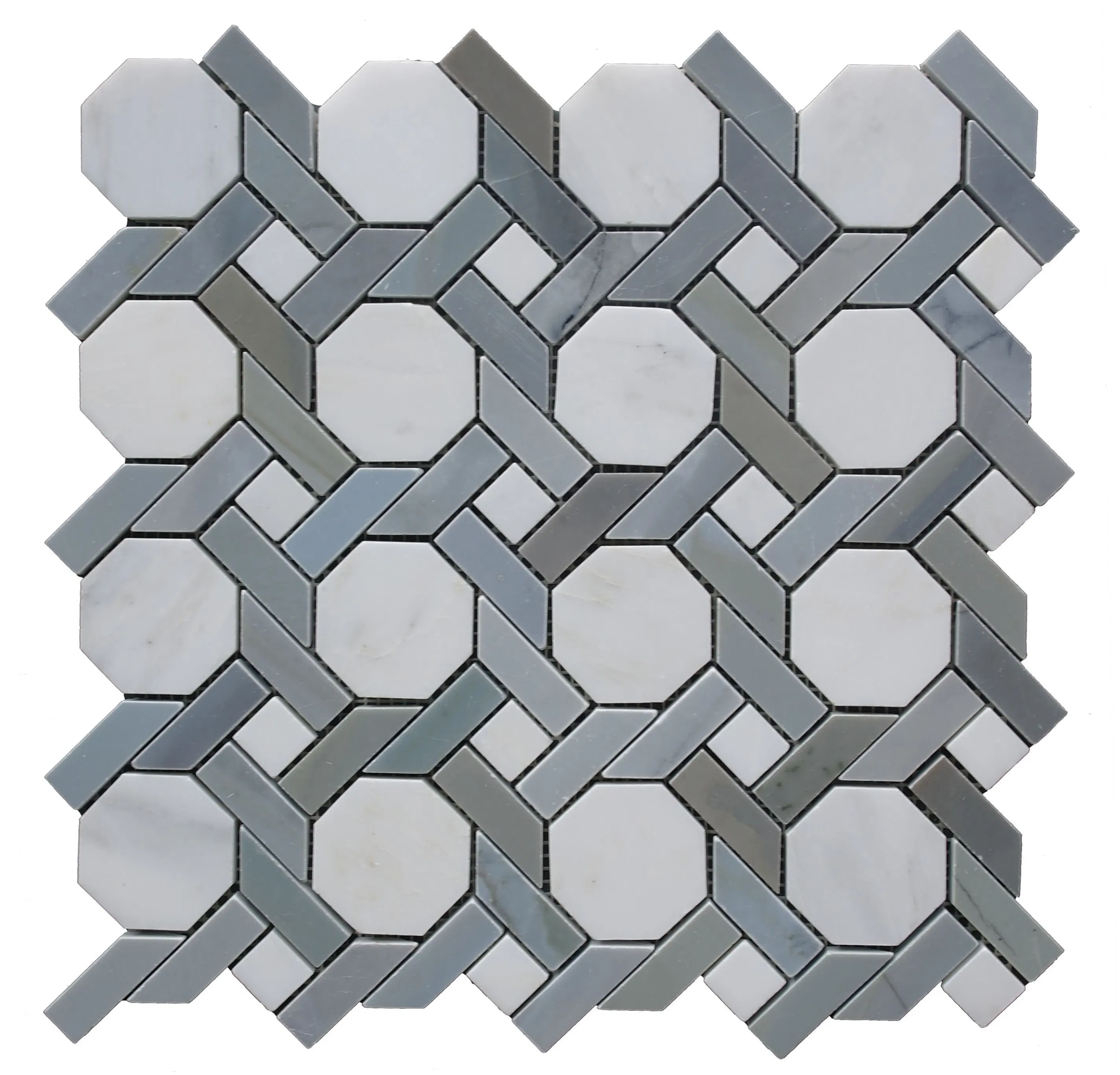 30% off Blue White Marble Mosaic Tile for Kitchen Bathroom