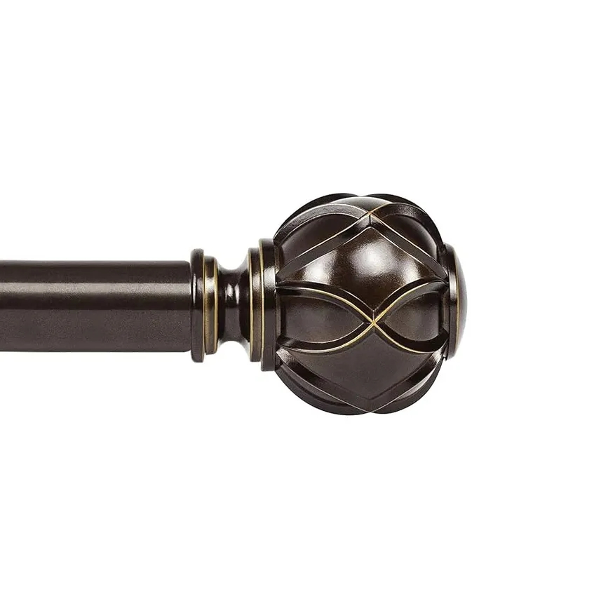 Factory Price Custom Telescoping Metal Adjustable Curtain Rod with Finials for Window Home Decoration Curtain Poles Accessory