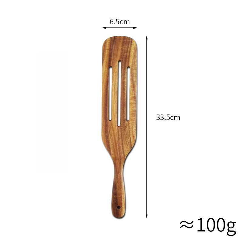 Teak Wood Kitchen Utensil Set 5-Piece Long Handle Spatulas & Spoons Durable & Stylish