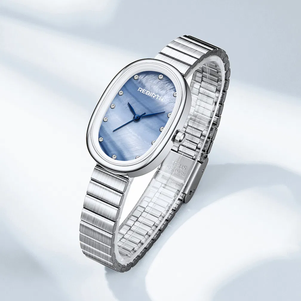 for Rebirth 2089 Waterproof Quartz Watch Wholesale Minimalist Oval Dial Bamboo Strap Fashion Versatile