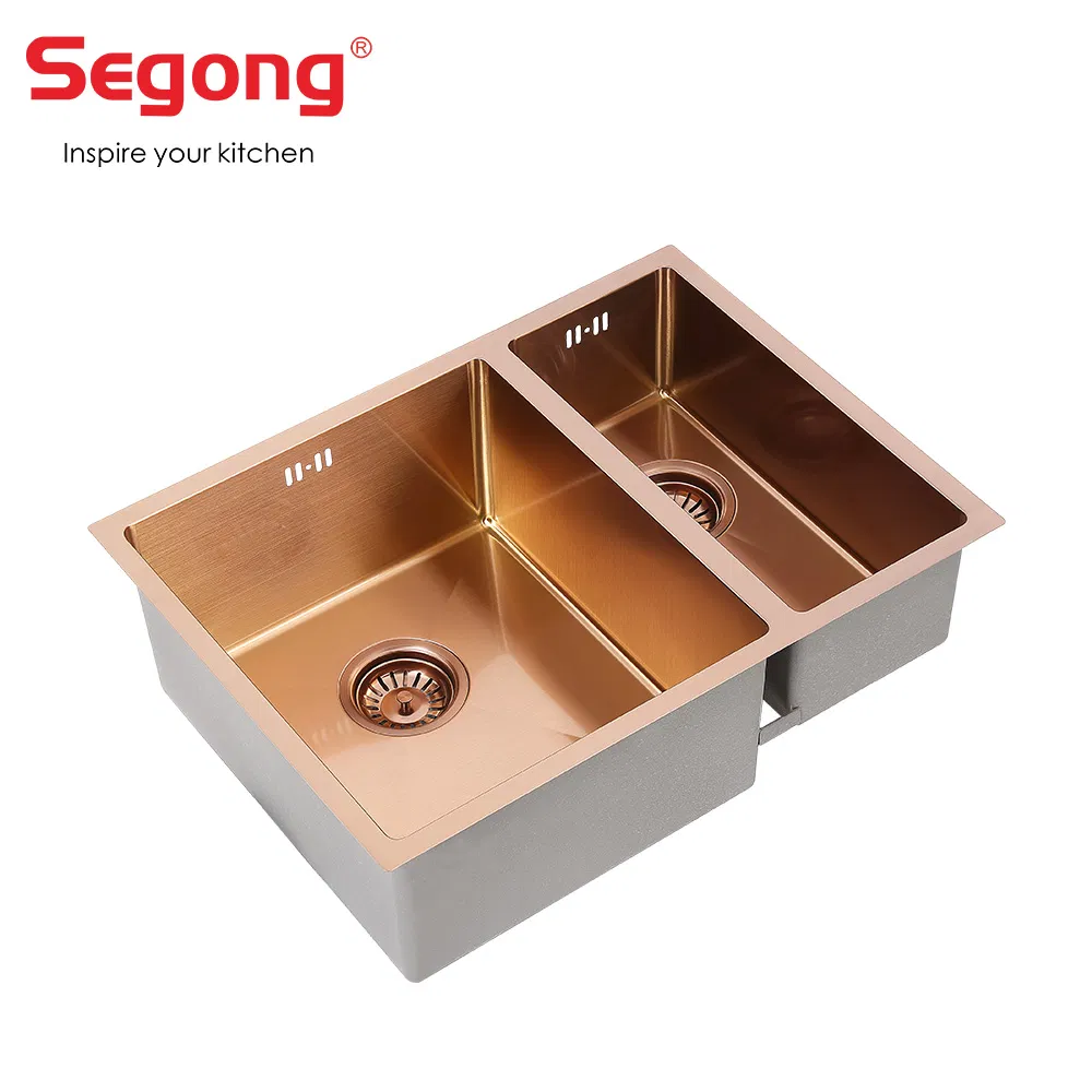 High Quality Duarable SUS304 Double Bowl Rose Gold Kitchen Sink