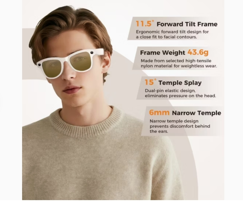 Ai Intelligent 800W Wi-Fi Transfer Video Recording Al Translation Headset Men Outdoor Sports Sunglasses Ai Smart Glasses