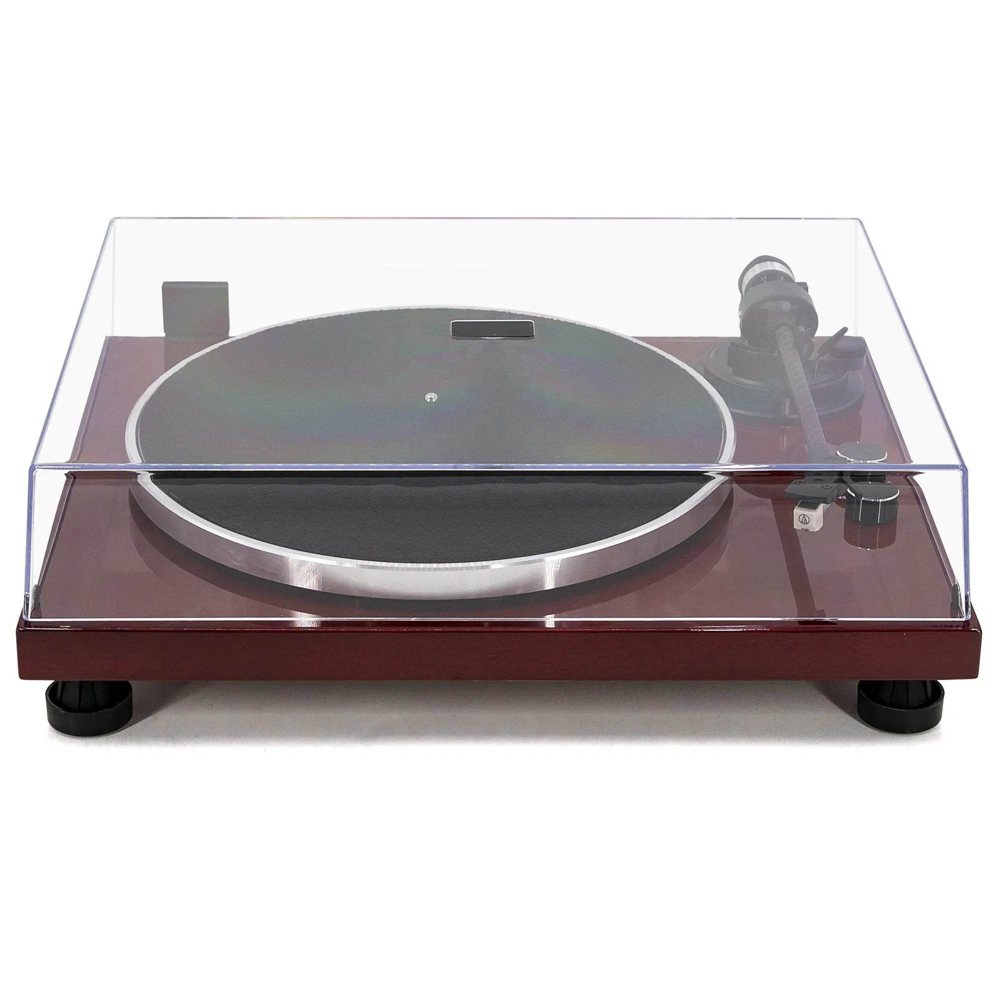 Винтажный проигрыватель винила с металлическим тонармом и Bluetooth