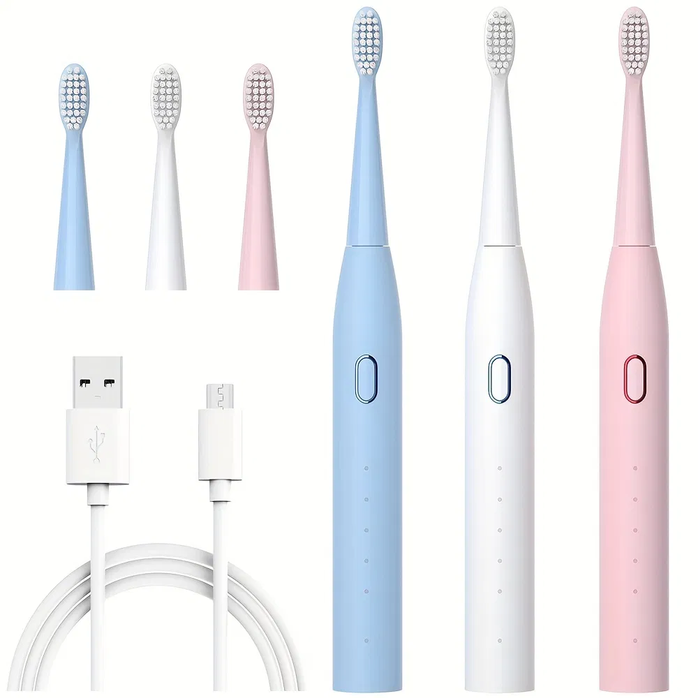 High Density Waterproof 5 Modes Slim Round Adult Electric Ultrasonic Toothbrush