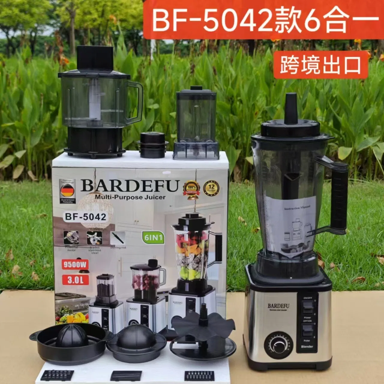 Bf-5042 8 in 1 Bardefu Blender 6 in 1 New Design Heavy Duty Commercial Blender Stainless Steel Blender Silver Crest 9500W 3.5L Bardefu Blender