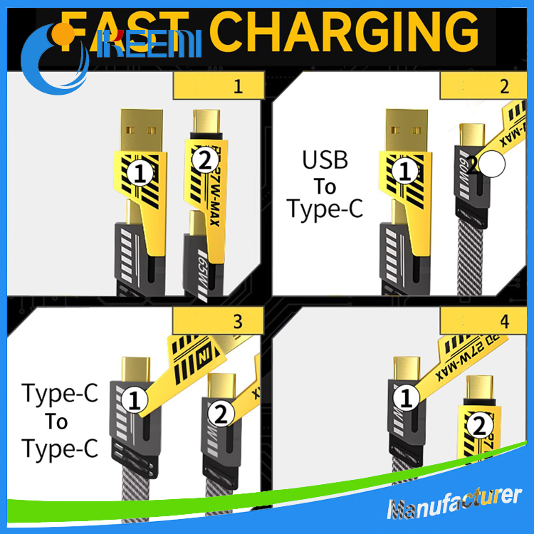 Универсальный кабель 4 в 1 USB-C PD 65W для быстрой зарядки