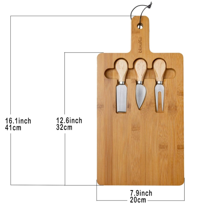 High Quality Bamboo Cheese Board with Cutlery Set