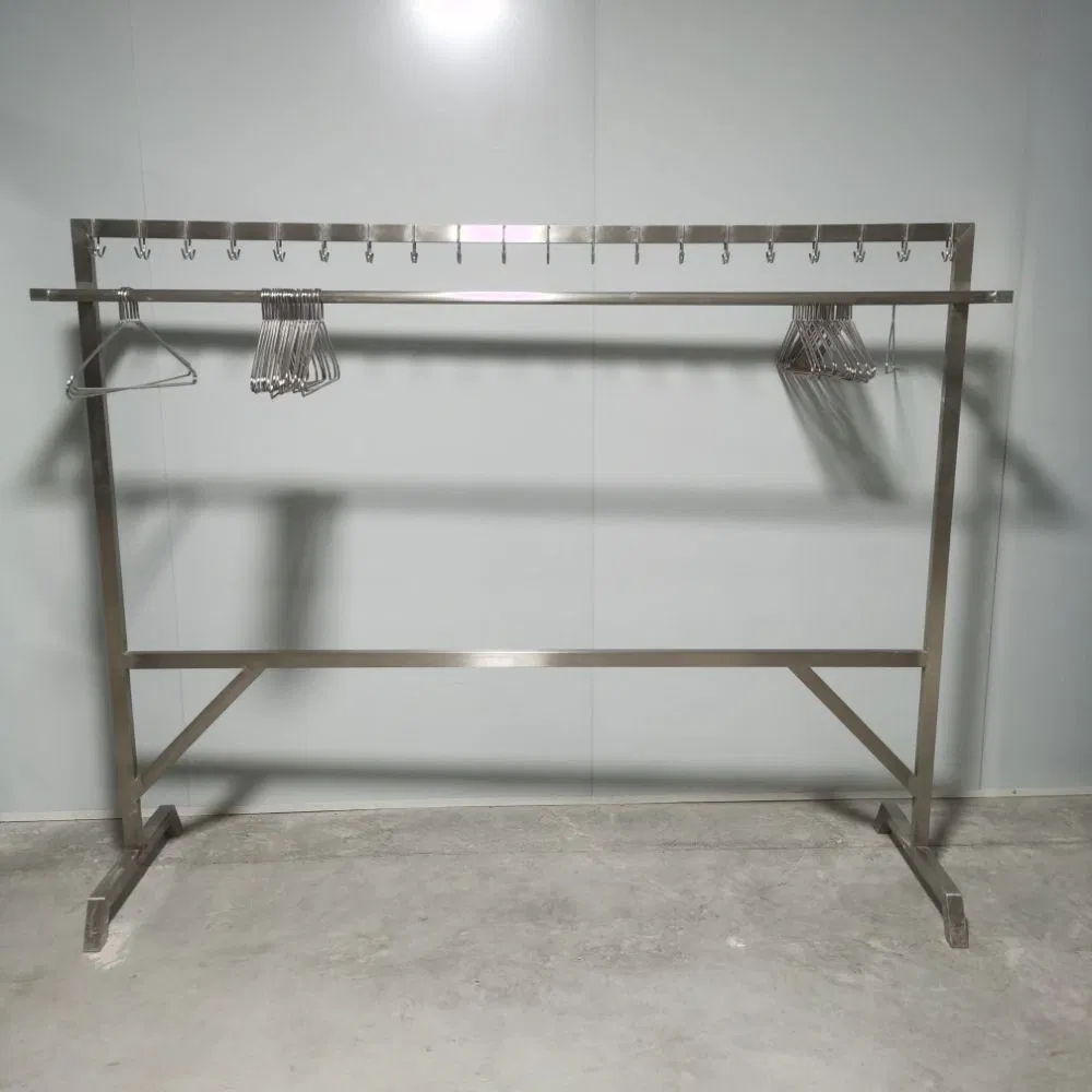 Double Sided Garment Rack 20 30 40 Stainless Steel Hooks Industrial Clothing Display Stand Heavy Duty