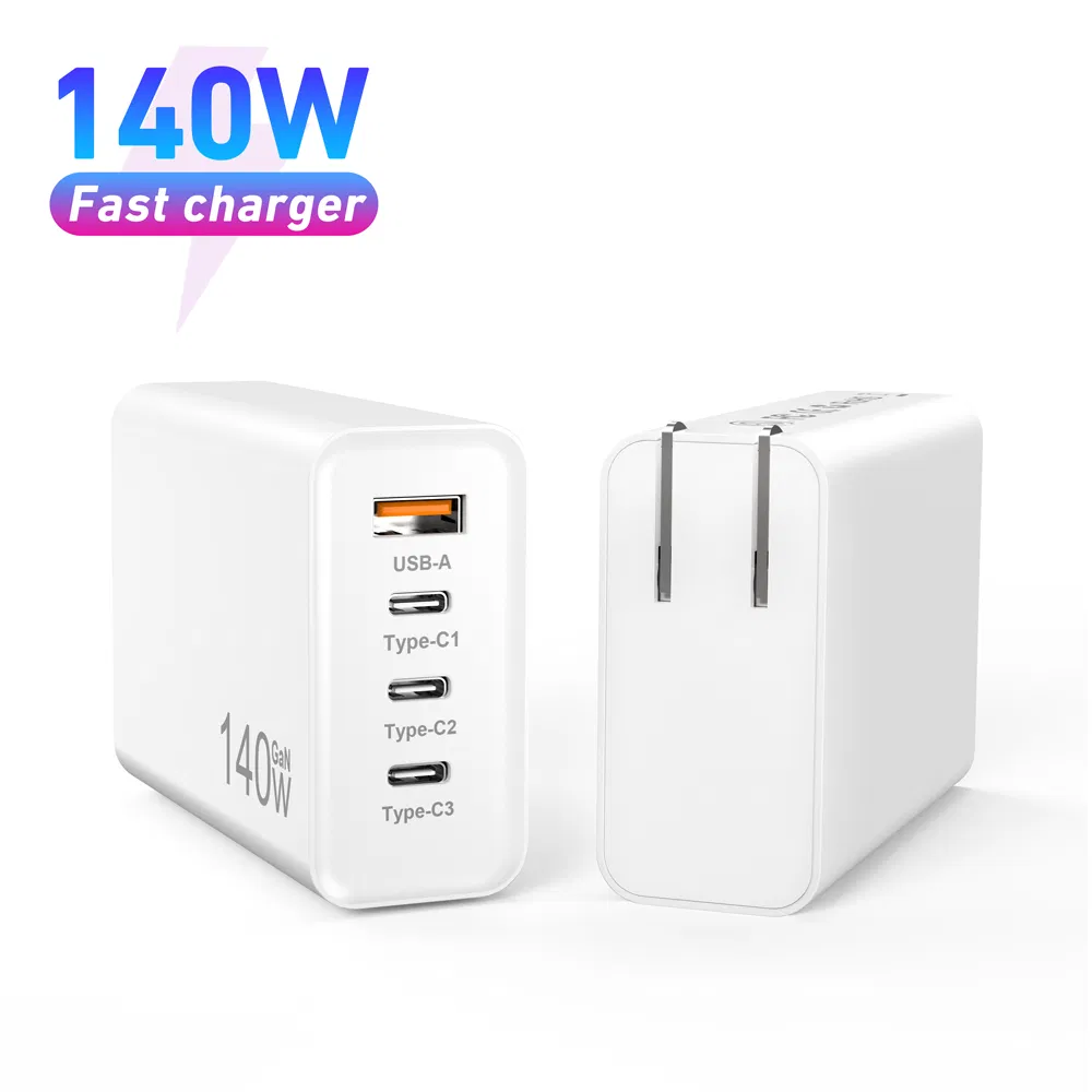 4 Ports GaN USB C Charger Pd 140W GaN Type C Fast Charger Forlaptop and All Smart Phones