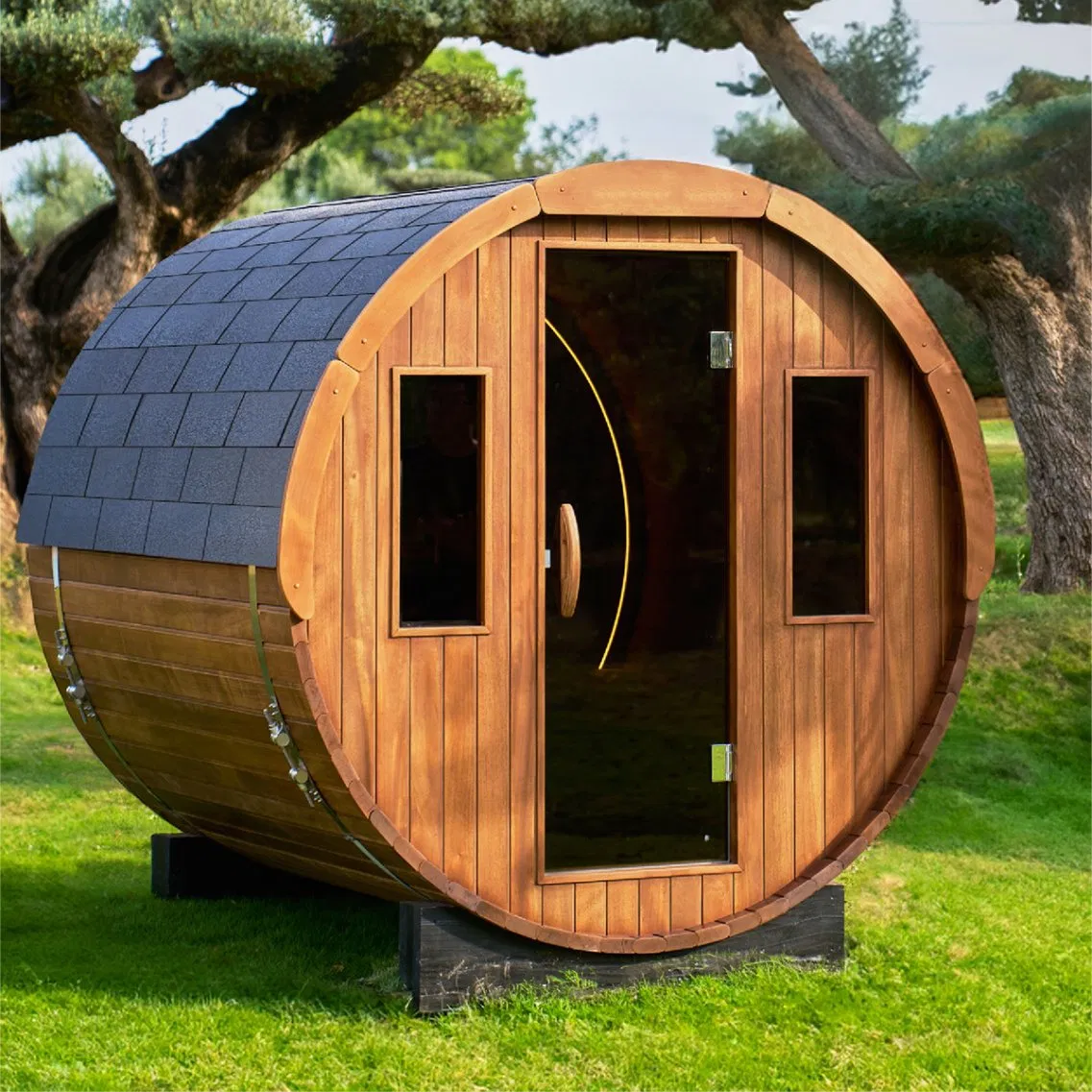 Сауна-бочка с подогревом из орехового дерева