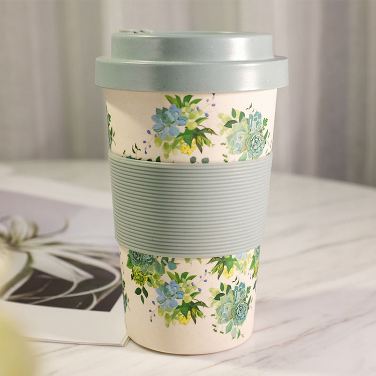 Bc-Eco-Friendly Printed Biodegradable Reusable Bamboo Fiber Coffee Mug Cups