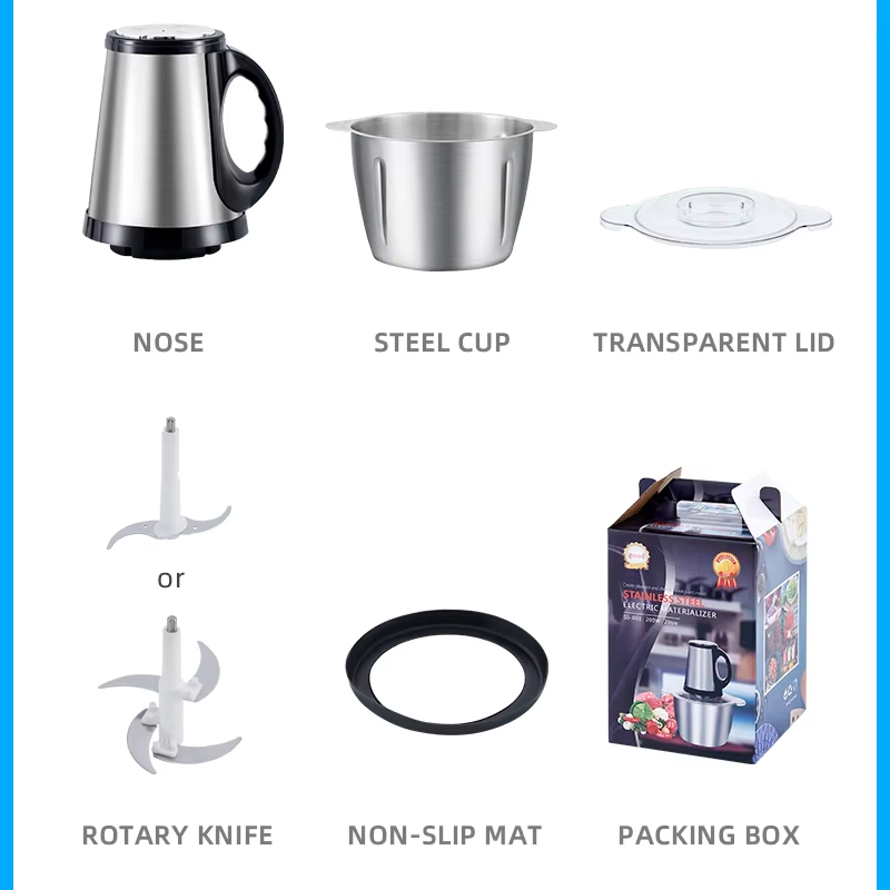 Home Kitchen Food Grinders Cheap Stainless Steel Small Best Meat Chopper Automatic 2L 3L Electric Meat Grinder for Sale