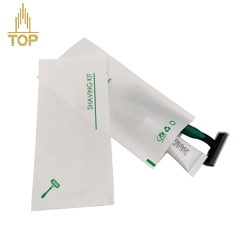 Paper Bag Packaging Cheap Disposable Hotel Razor Shaving Kit with Shave Cream