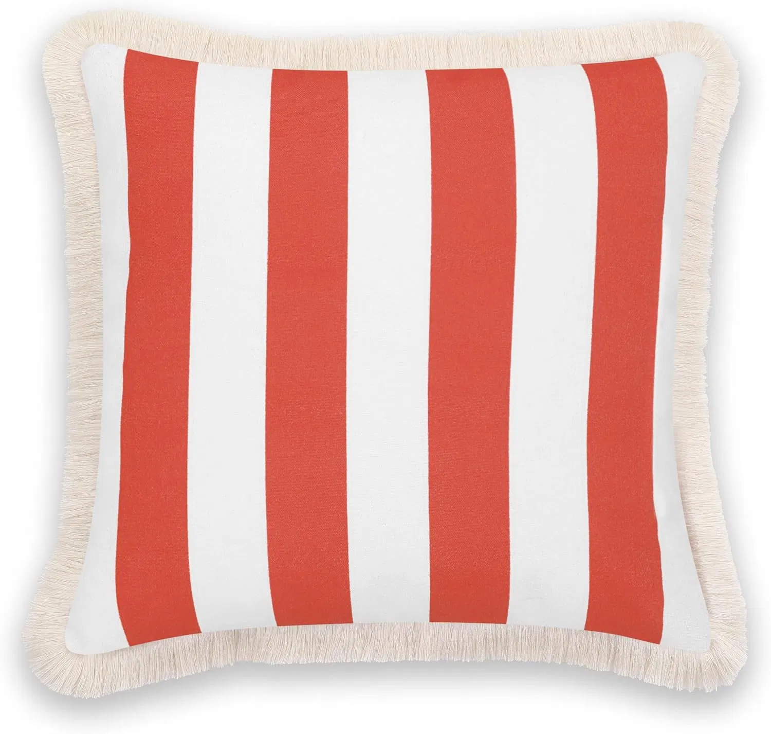 Premium Coastal Striped Pillow Cover with Tassels for Indoor and Patio Use